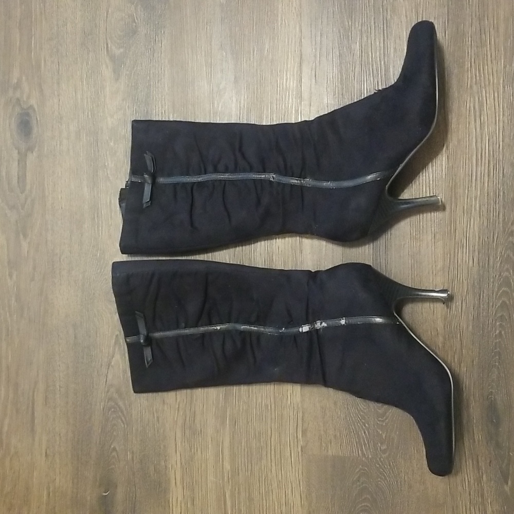 Black Faux Suede Boots - Picture 2 of 9